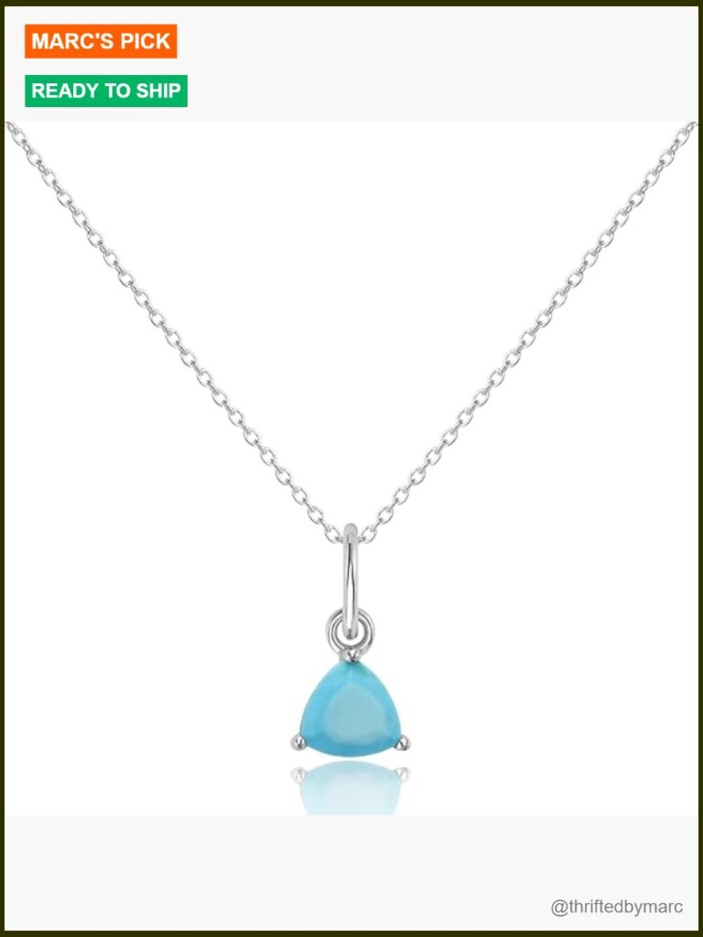 Sterling Silver Turquoise Birthstone Pendant Necklace 18" Dainty Jewelry Gift